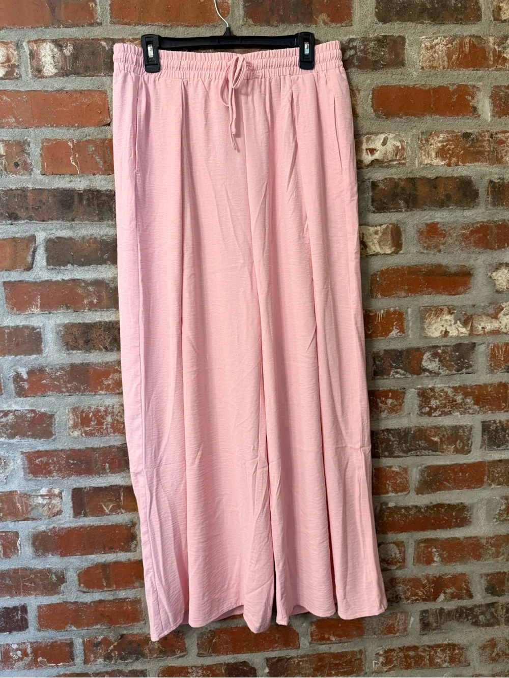 P96 - Francesca's Collections Light Pink Drawstring Wide Leg Pants